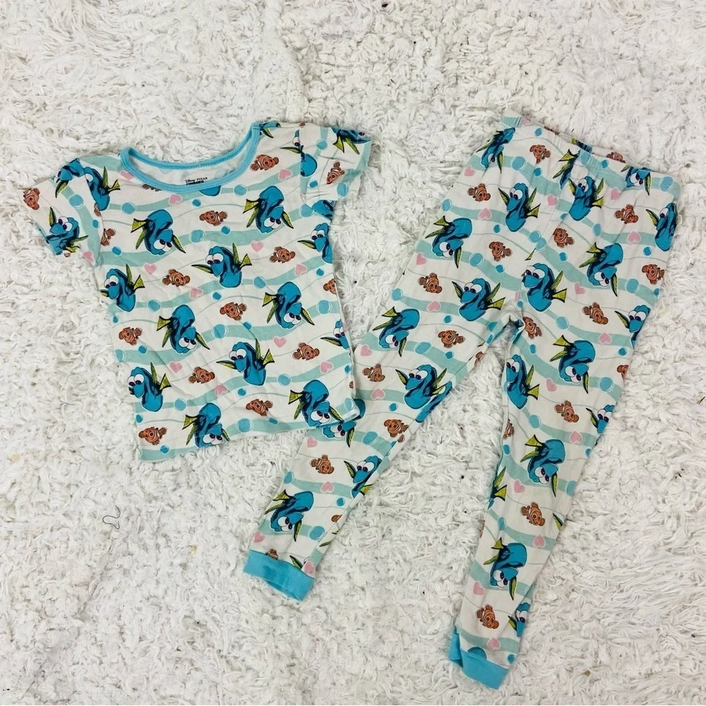 Disney’s Pixar finding Dory Blue Fish Marlon & Dory heart Print Kids Pajama Set